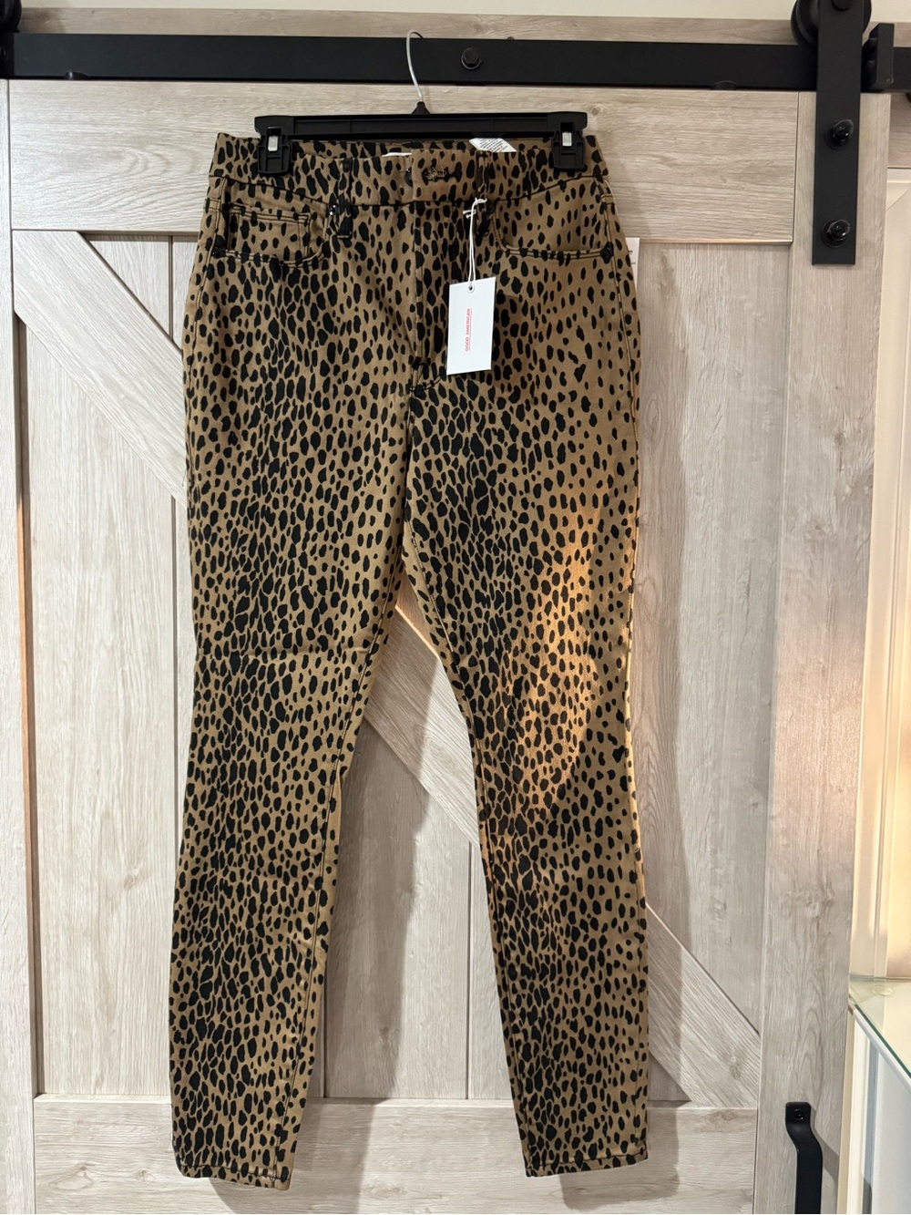 Good American Leopard-Print Skinny Pants in Tan and Black